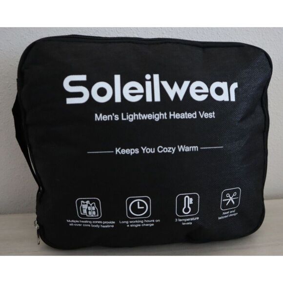 Soleilwear NM-BY001 Men's Sz 2XL Black Lightweight Rechargeable Heated Vest - Picture 1 of 8